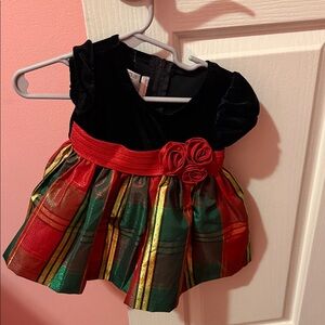Festive Multicolor Baby Dress with Red Accents